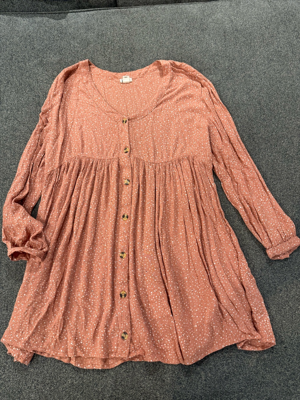 Billabong dress Women’s Button-Front Rust Pink Babydoll Dress